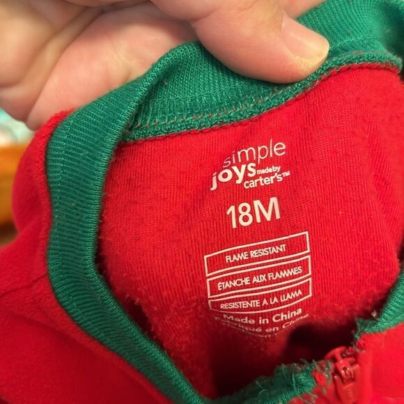 Carters Santa Christmas pajamas 18M. Zipper pajamas - Picture 3 of 4